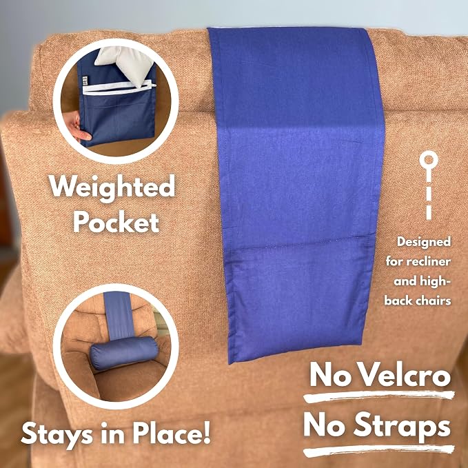 Recliner Pillow for Lumbar, Neck, and Cervical Support, Sleep, Couch, Office Chair, Headrest, Weighted, No Velcro Required (Brown)