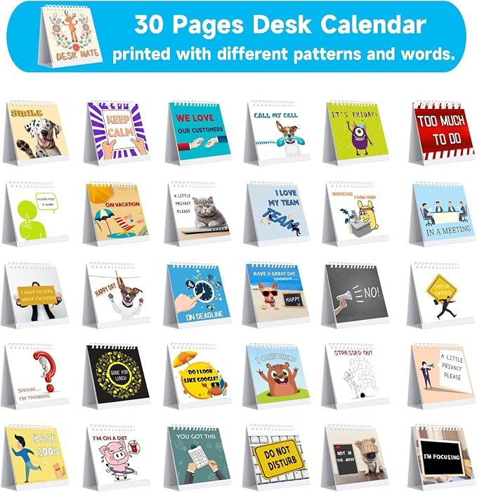 Office Desk Sign,Funny Signs,30 Different Fun and Flip-Over Messages for Desk Accessories，Office Accessories for Presents desk Accessories