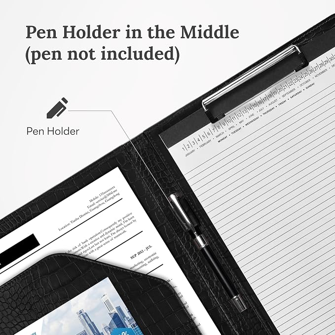 Clipboard Folder Padfolio, Mymazn Writing Portfolio Faux Leather Clipboards with Cover for Legal Pad Holder Letter Size A4 8.5 x 12 for Business Conference Notepad Clip Boards