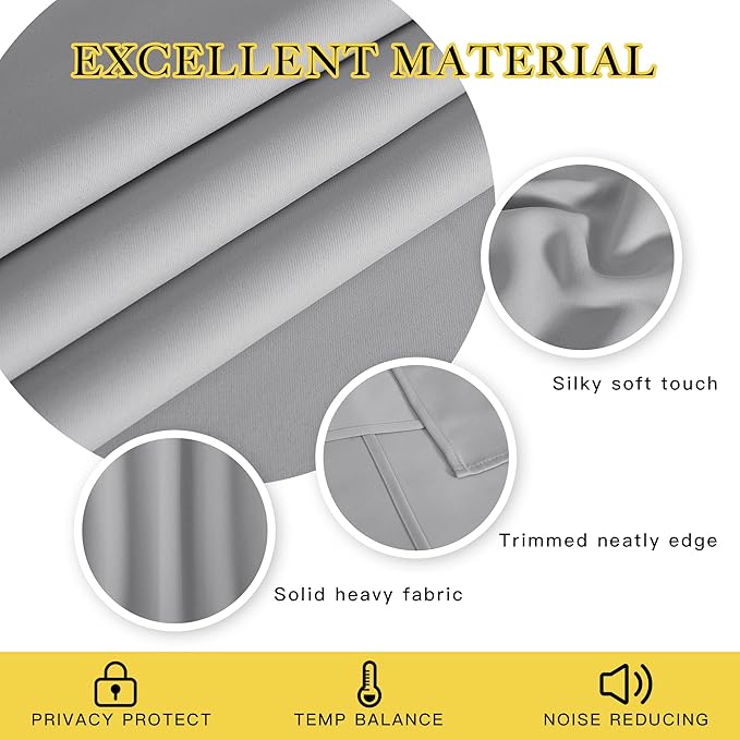 NICETOWN Sliding Glass Door Curtain - Blackout Room Darkening Door Vertical Blind for Dining Room/Bedroom with Grommet Top (Silver Grey, W100 x L95, 1 Panel)
