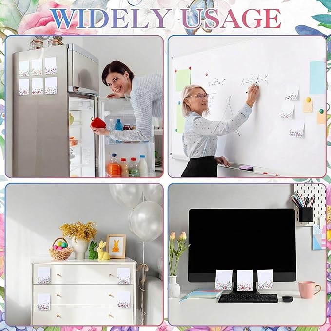 12 Pads Wildflower Sticky Notes Flower Sticky Notes 3 x 4 Inches Floral Notepad Cute Summer Adhesive Memo Reminder Floral Memo Pads Flower Notepads for Women Journal Office Spring Gifts