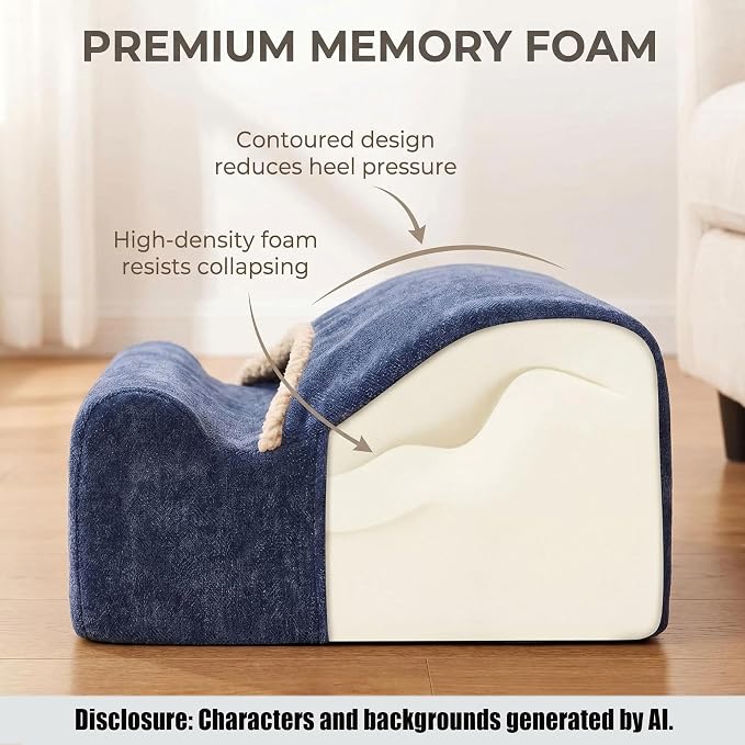 Foot Rest for Under Desk at Work, Office Footrest with Warm Feet Pocket,Ergonomic Under Desk Footrest with Washable Cover, Stool for Office Chair & Back &Pain Relief(Blue+)