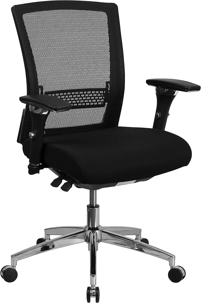 Flash Furniture HERCULES Series 24/7 Intensive Use 300 lb. Rated Black Mesh Multifunction Ergonomic Office Chair with Seat Slider