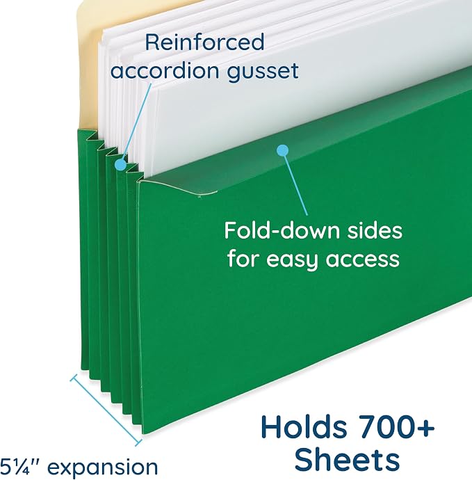 Blue Summit 10 Expanding File Pockets, Accordion File Folders Letter Size, 5.25” Expandable Pockets, Assorted Colors (Pack of 2)
