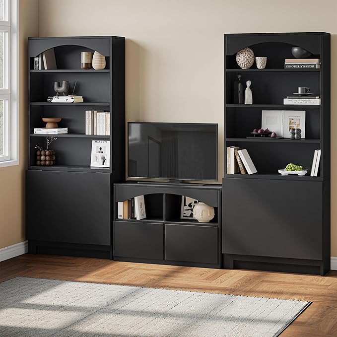 Folding Desk with Storage, Space-Saving Foldable Convertible Writing Table, Wall Mount Fold Out Computer Desk for Home Office, Craft Room, Living Room, Bedroom, Black