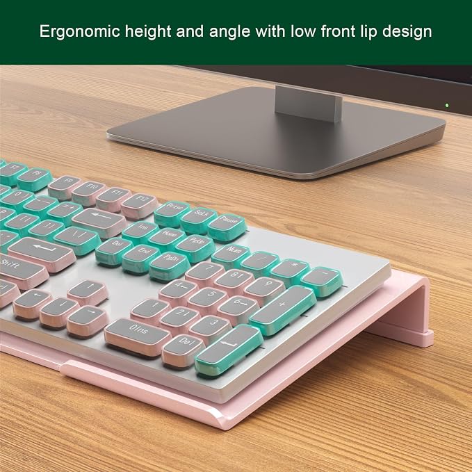 Computer Keyboard Stand Holder - Ergonomic Acrylic Keyboard Stand for Desktop Comfortable Keyboard Tray Riser with Silicone Anti-Slip Strip for Home School Office Desk Accessory, Lightpink