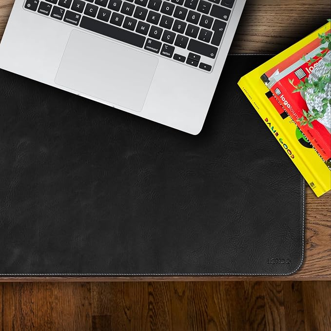 Londo Top Grain Leather Extended Mouse Pad – Large Desk Mat for Office & Gaming, Smooth Writing Surface, Non-Slip Base, Durable & Stylish Workspace Accessory