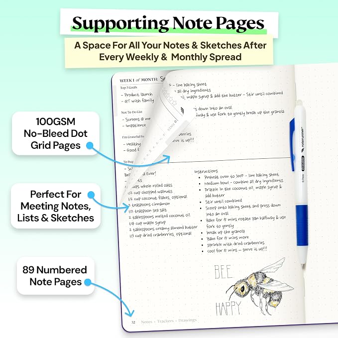 Roterunner Purpose Planner Notebook A5 5.8”x8.3” Undated 2026 Daily Weekly and Monthly Productivity Goal Setting Tool for Work Home ADHD Planner for Adults Self Care Journal (Purple Hardcover)