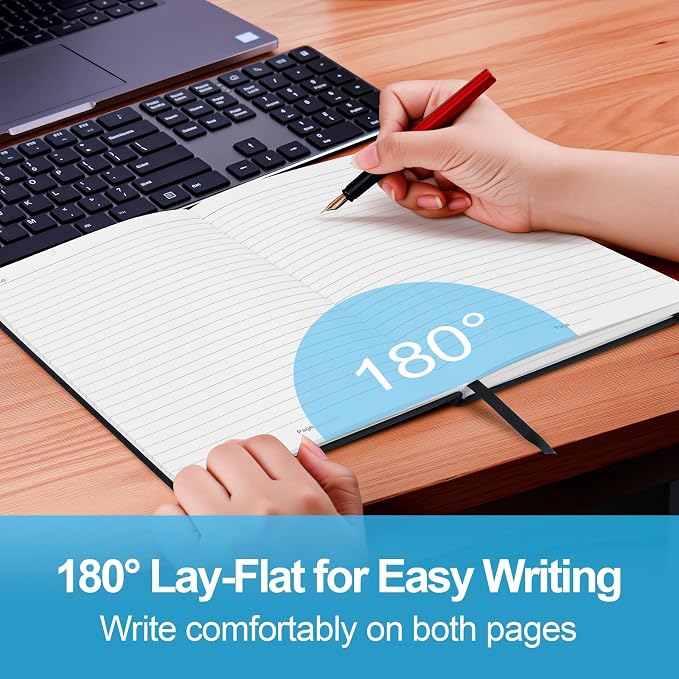 Lined Journal Notebook A5, College Ruled Hardcover Journal for Women, 160 Pages with 100gsm Thick Paper for Writing, Work, Notes & Journaling, Gift for Women, Black