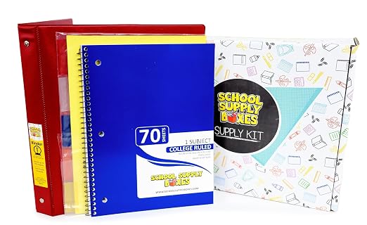 School Supply Boxes | STEM Class Pallet (180 Boxes) | Back to School Essentials Kit for Students & Teachers | Includes a Calculator, Graph Ruled Filler Paper, a Protractor, & More