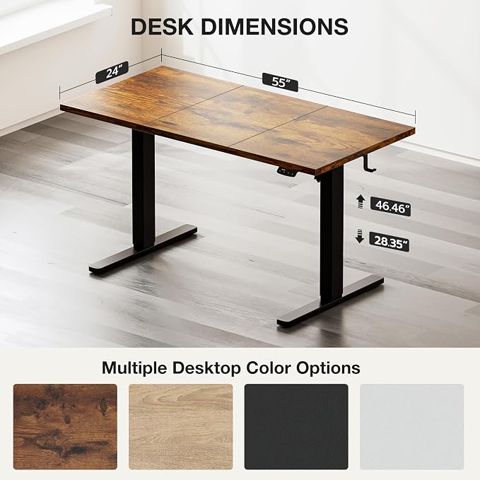 Acrolix Electric Standing Desk, Height Adjustable Home Office Desk with Memory Presets & Cable Management,Rustic Brown Sit Stand Desk for Work from Home, Ergonomic Computer Desk (55" x 24")
