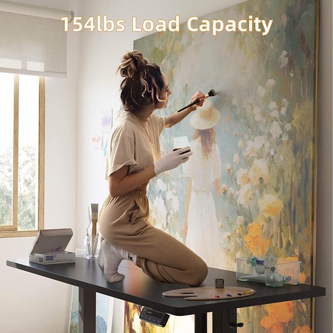 YIHAYO Low Height Adjustable Desk, Lifts 18.1-28.3 Inches, Electric Standing Desk for Short People, 60 x 24 Inches Computer Table with Splice Board for Home Office, Black