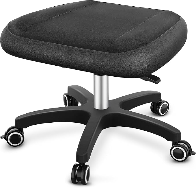 TASALON Adjustable Height Rolling Footrest Stool with Lockable 360° Wheels | Multi-use rest ottoman suitable for home, office workstation and video gaming scenarios
