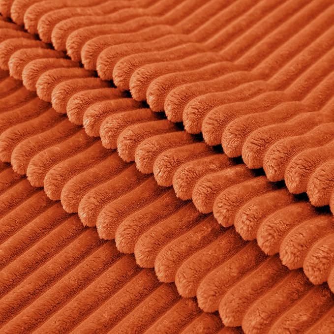 Vessia Flannel Fleece Throw Blanket(50X70 Inch, Orange), Lightweight Warm Cozy Soft Couch and Bed Blanket, Plush Microfiber Sofa Throw for All Season
