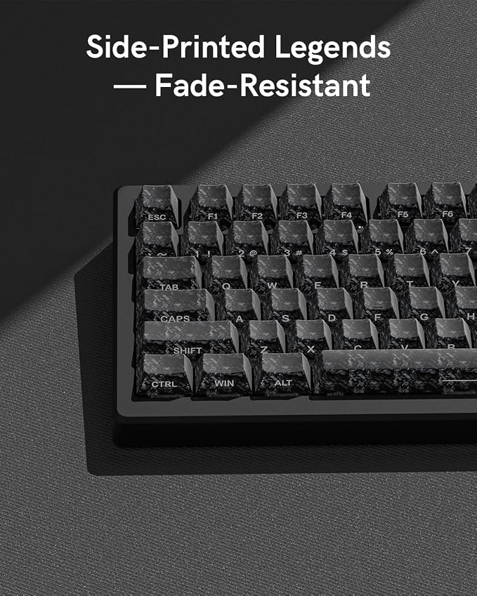 Cherry Profile PC Keycaps 106 Keys Transparent Carbon Fiber Pattern, Shine-Through Keycap Set for MX Switch Mechanical Keyboard, Fits 60% 65% 75% 80% Layouts