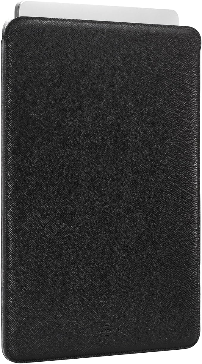Comfyable Slim Laptop Sleeve 16 Inch Compatible for MacBook Pro M5 M4 M3 M2 Pro/Max 2026, Faux Leather Protective 16-in Mac Cover Case, Black