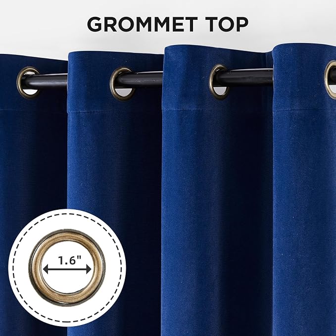 Joydeco Royal Blue 100% Blackout Curtains 108 Inch 2 Panels, Luxury Thermal Royal Blue Velvet Curtains for Bedroom Living Room, Soundproof Blackout Window Drapes, Grommet Top (52W x 108L)