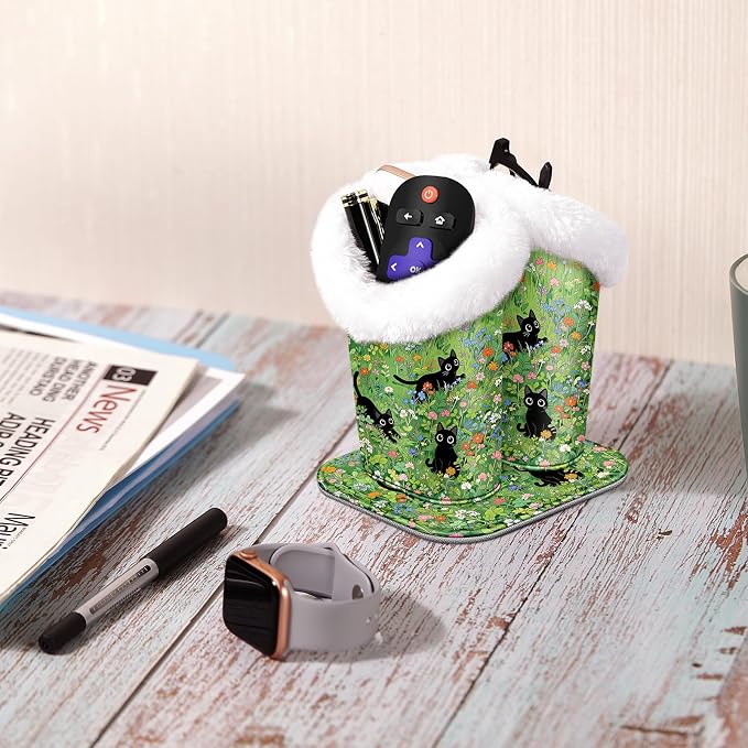 FINTIE Plush Lined Double Eyeglasses Holder with Magnetic Base for Desk | Soft Plush Lining, Glasses Stand Case For Nightstand / Bedside, Office Desktop Organizer, Small Item Storage