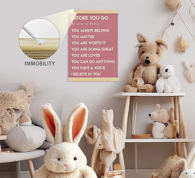 Mental Health Positive Affirmations Inspirational Wall Art Decor, Therapist Nurse Office Signs Wall Art Decor For Office Kids Teen Girls Room Bedroom Playroom Wall Decor Wood Posters Framed（pink）