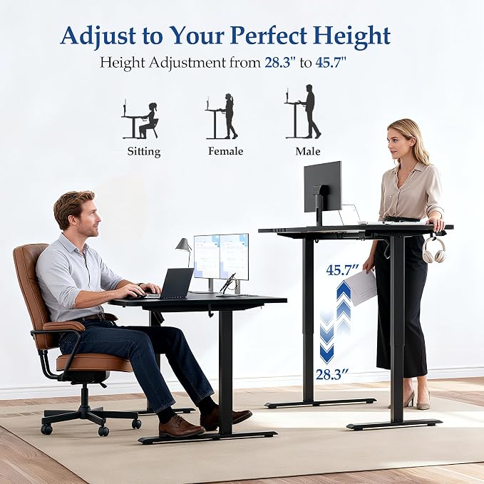 Klicelor L Shaped Standing Desk 63 x 35.4 Inch, Electric Height Adjustable Corner Desk for Home Office Workstation, Ergonomic Sit Stand Computer Table with Memory Controller, Black