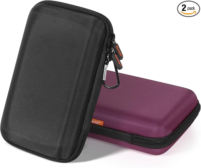 Shockproof Hard Shell Carrying Case, 2 Colors | Larger Capacity Storage Pouch, For GPS, External Hard Drive, Power Bank, Charger, Cable