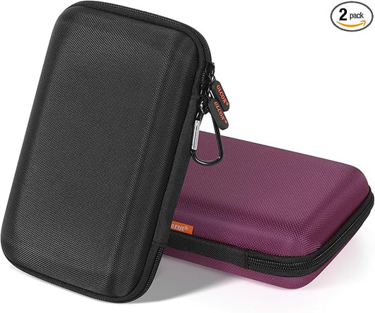 Shockproof Hard Shell Carrying Case, 2 Colors | Larger Capacity Storage Pouch, For GPS, External Hard Drive, Power Bank, Charger, Cable