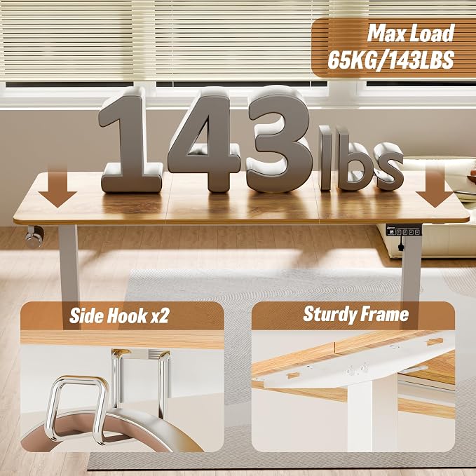 55"x24" Standing Desk, Height Adjustable Sit-Stand for Home Office | Electric Adjustable Standing Desk, Sit to Stand Computer Office Desk with Splice Board, Memory Preset, Lifts 28.7''-46.5"