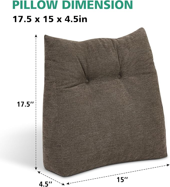 Shinnwa Lumbar Support Pillow for Office Chair, Memory Foam Back Support Pillow for Back Pain Relief, Car, Chair and Couch, 15x17.5x4.5in, Brown