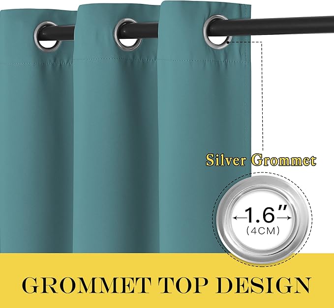 NICETOWN Window Treatment Sliding Door Curtain - Thermal Insulated Wide Width Solid Blackout Patio Glass Door Drape, Extra Wide Draperies (Sea Teal, 100 inches Wide x 84 inches Long)