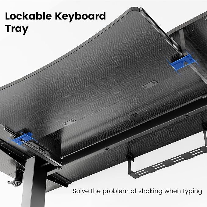 HUANUO 55" x 26" Electric Standing Desk, 2 Drawers & Keyboard Tray, Black | Ergonomic Desk with 2 Drawers: 27.9"-46.8" electric lifting. 26.7" keyboard tray & C-clamp mount top maximize workspace
