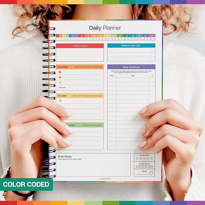 ADHD Daily Planner for Neurodivergent Adults - Productivity Daily Planner & Task Management to Stay Organized and Focused (Colorful)