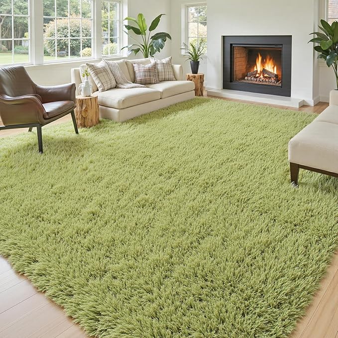Rugs for Living Room 6x9, Alfombras para Salas Shag Large Plush Soft Area Rug, Shaggy Carpets for Bedroom,Home Decor Aesthetic(Grass Green, 6x9 Feet)