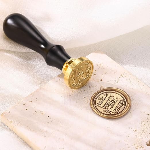 Yoption Traditional Initial Alphabet Wax Seal Stamp with 120 Antique Gold Wax Seal Beads Kit for Wedding Engagement Party Invitation Envelope Christmas Gift Wrap - Letter H