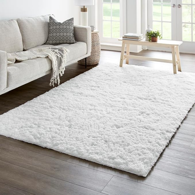 Ophanie 6x9 White Rugs for Living Room,Large Fluffy Shag Fuzzy Plush Soft Living Room Area Rugs,Floor Shaggy Carpets for Bedroom,Carpet for Kids Boys Girls Dorm Decor with Over 99 pcs Pile fibers