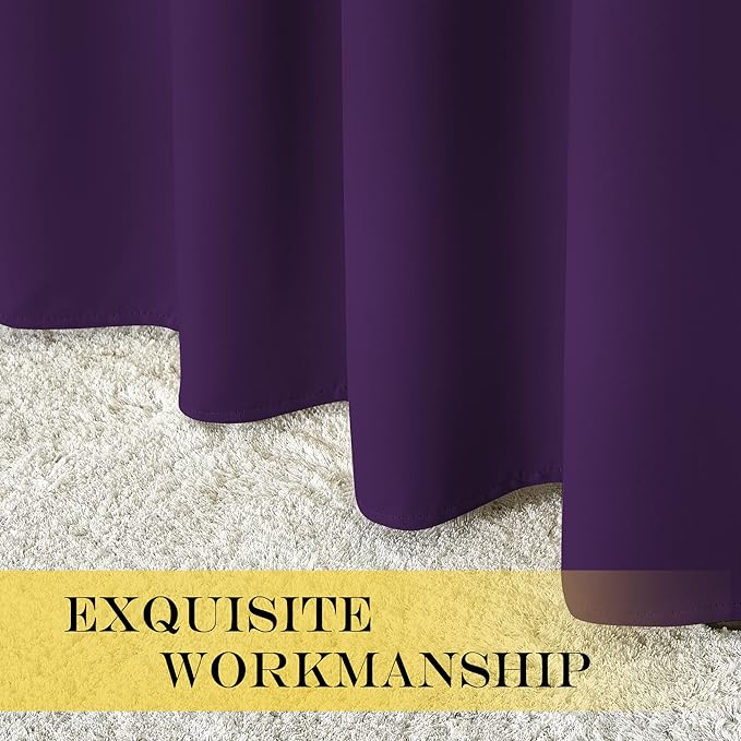 NICETOWN Patio Blackout Curtain Panels - Extra Wide Sliding Door Thermal Insulated Drape, Privacy Room Divider Curtain for Bedroom Office (Royal Purple, 66 x 118 Inch Long)