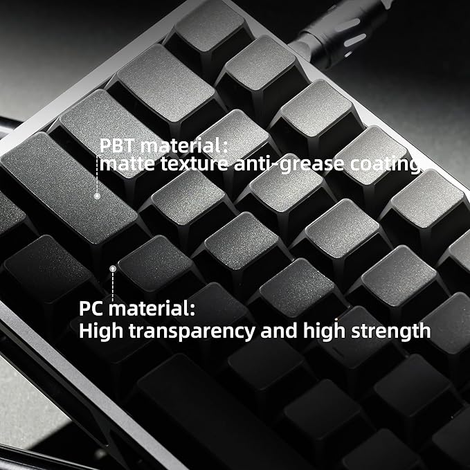XVX Shine Through PBT Keycaps, Gradient Gray Keyboard Keycaps Cherry Profile, Custom Side Printed Keycap Sets Suitable for 60% 65% 75% 80% 100% Mechanical Keyboard
