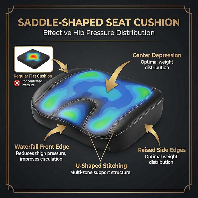 Big and Tall Office Chair 400lbs, Premium PU Leather Executive Chair with Extra Wide Saddle Seat for Cross Legged, 3D Armrests, Footrest, Heavy Duty Ergonomic Reclining Desk Chair (Black)