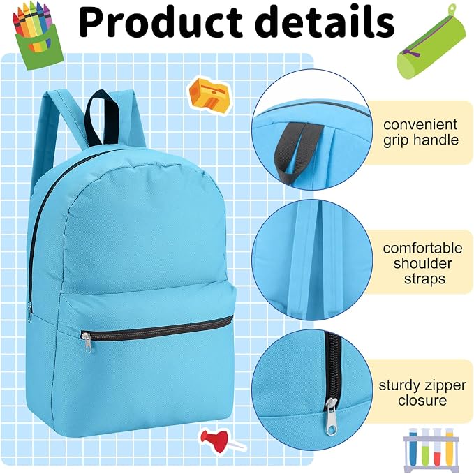 Silkfly 24 Pack 17'' Backpacks Bulk with 24 Stationery Supply Sets, Bookbags and Writing Accessories Kit for Donation(Pastel)