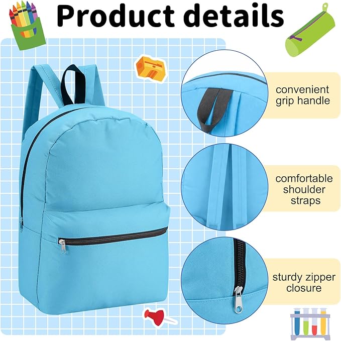 Silkfly 12 Pcs 17" Backpacks with 144 Pcs School Supplies Kits Includes Markers Scissors Rulers Sharpeners Ballpoint Pens Erasers Pencil Cases Pencils for Elementary Middle High School