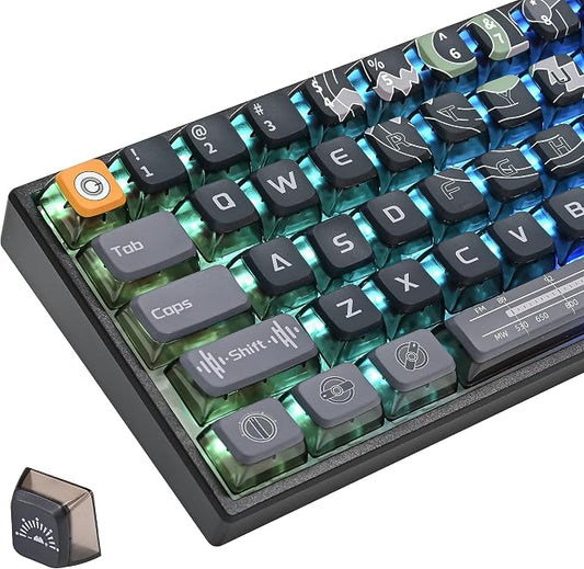 Fogruaden Pudding Keycaps 60 Percent, 118 Dye-Sublimation Keycaps Set, ASA Profile Custom Keycap Mechanical Keyboard(Grey Sound)
