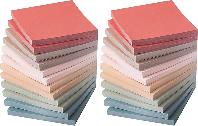 Mr. Pen- Sticky Notes, 3"x3", 12 Pads, Vintage Colors, Self-Stick Pads, Aesthetic, Colorful, Bulk (Pack of 2)