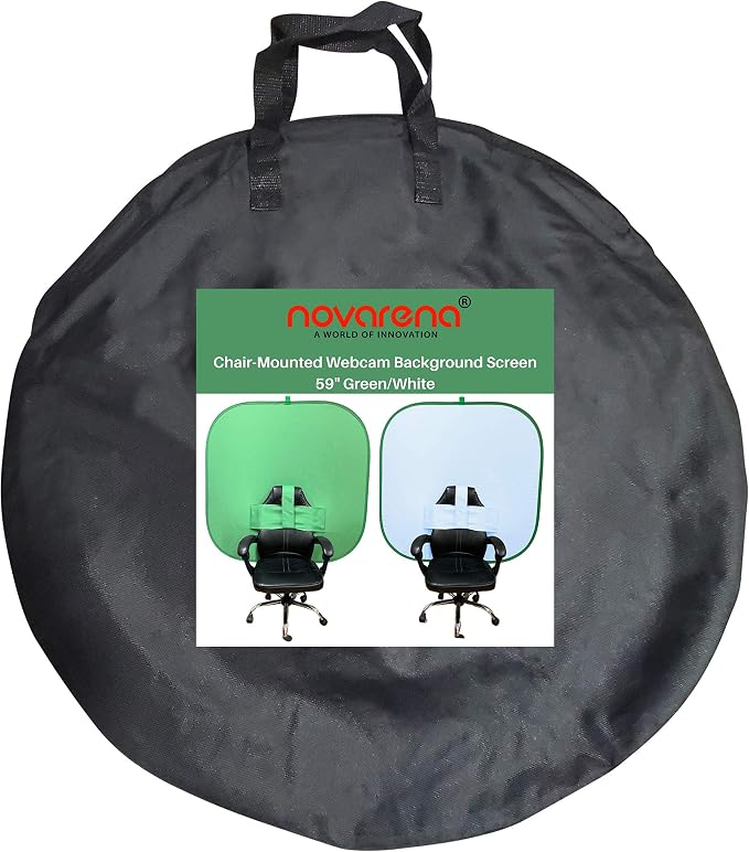 NOVARENA Green Screen Behind Chair Attachment Backdrop Kit – Portable Chroma Key for Streaming, Gaming, Video Calls, Virtual Background, Home Office, Photography – 5ft by 5ft, Reversible, Foldable