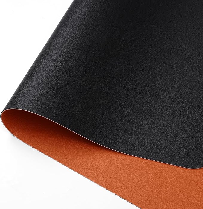 Dual Sided Desk Pad Faux Leather Desk Mat Large Mouse Pad | Desk Pad Protector Non-Slip Waterproof Desk Mouse Pad for Writing Desk, Office, Home(Orange Black 23.6"X13")
