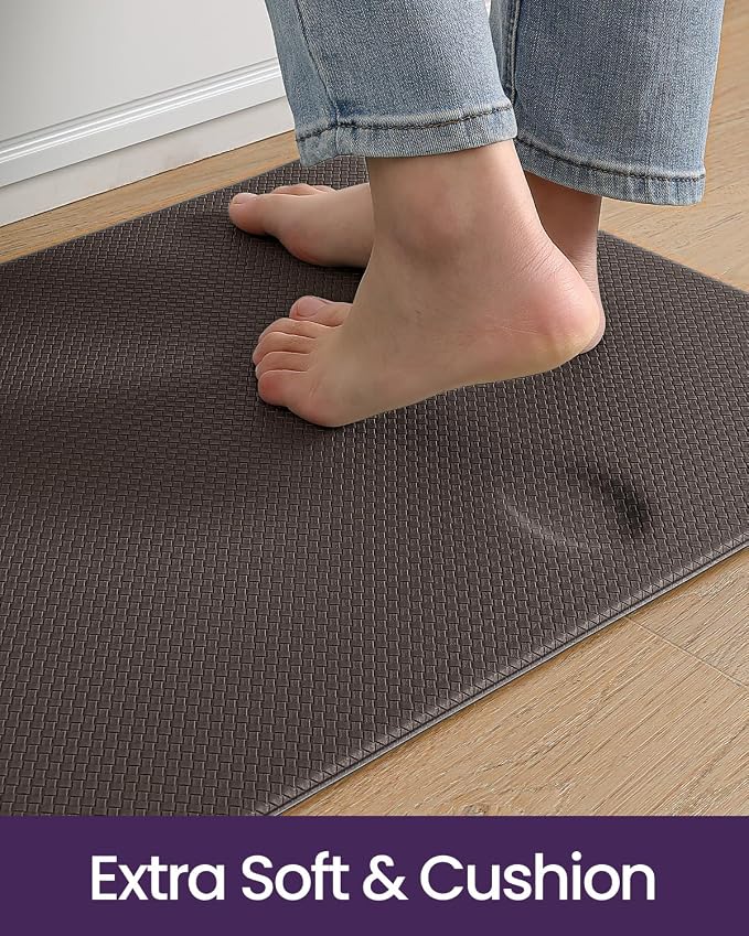 DEXI Kitchen Floor Mats Cushioned Anti Fatigue, 23x94, Large Long Standing Runner Rug Waterproof, Comfort Memory Foam Padded for Front Sink Laundry, Brown