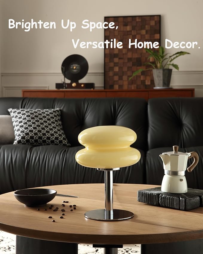 Glivpny Mushroom Lamp Table Lamp for Night Stands,Mid Century Modern Desk Lamps for Bedroom, Vintage Dimmable Bedside Small Cute Lamps, Cool Aesthetic House Warming Gifts New Home Decor(Cream)