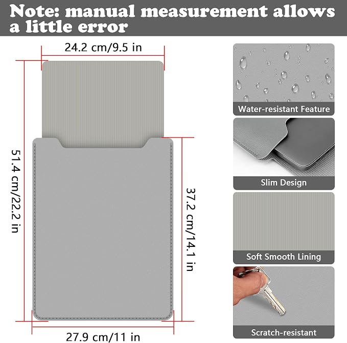 BVYA 15-16" Laptop Sleeve, PU Leather Laptop Case Compatible with MacBook Pro 16 2019-2021 M1 Pro M1 Max (A2485 A2141), Case Compatible with MacBook Pro 15 2010-2019 (A1990 A1707 A1398)