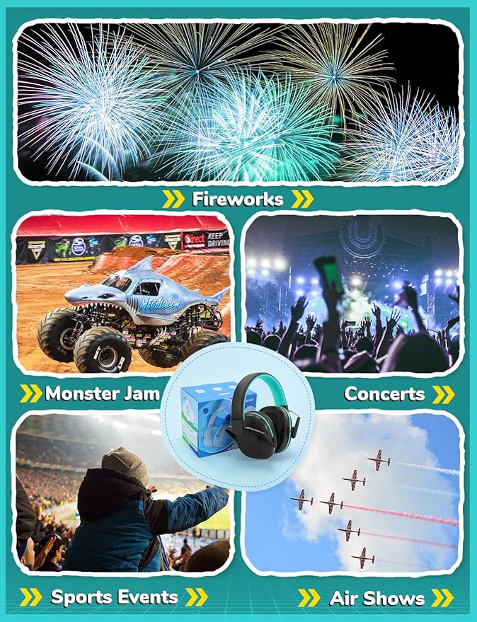 iClever Noise Cancelling Headphones for Kids Adults, SNR 29dB Safety Noise Reduction Ear Muffs for Autism Sensory &Concentration Aid, Ear Hearing Protection for Fireworks/Event/Monster Jam/Concert