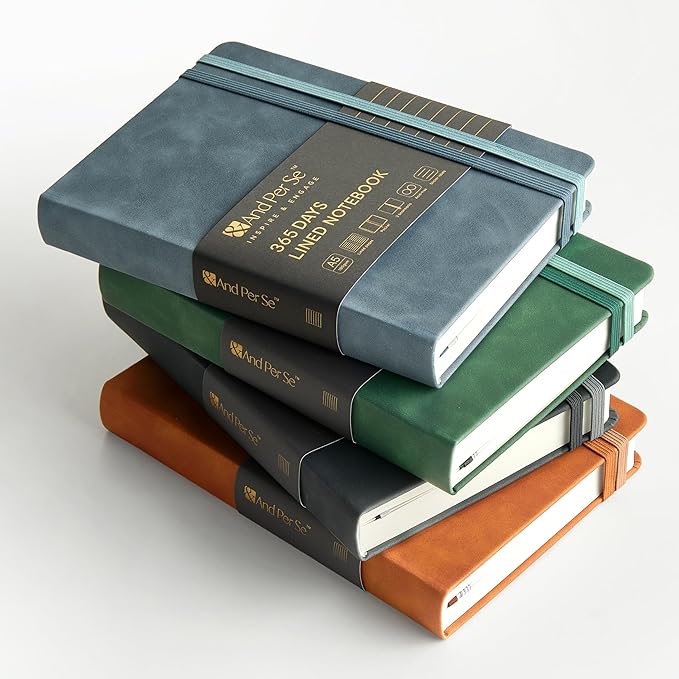 &And Per Se 365 Page Journal – A5 Hardcover Lined Notebook, One Book for the Whole Year, 100gsm Thick Paper, Numbered Pages & 3 Bookmarks, Annual Diary for Daily Writing (Blue)