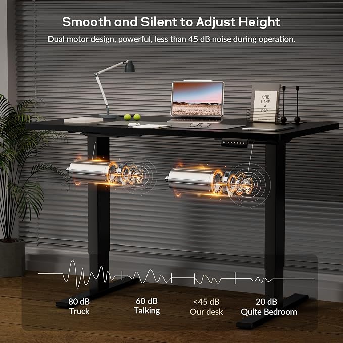 Dual Motor Electric Standing Desk Frame, Height Adjustable Table Legs for Max 44″ x 70.8″ Desktop with 330lbs Capacity, Ergonomic Sit Stand Up Desk Base for Home Office, Black Frame Only