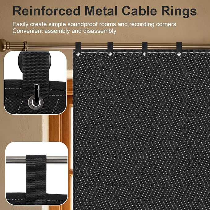 2 Pack Large Sound Dampening Blanket, 70" x 41" Acoustic Noise Reducing Curtain with Grommets, Heavy Duty Polyester Sound Absorbing Panel for Home Studio, Door, Window & Musical Instruments